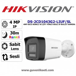 Hikvision DS-2CD1043G2-LIUF/SL 4mp Gece Renkli ve Çift Yönlü Sesli ip Bullet Kamera